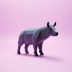 Poster -  Tapir icon in silhouette, gracefully standing against a serene pastel lavender background, exuding elegance and charm. Ideal for nature-themed designs and advertisements.