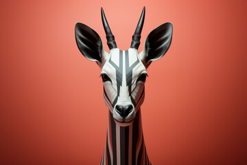 Aufkleber -  Okapi icon, featuring a sleek and stylish Okapi profile against a pale coral background. This design offers a modern and sophisticated touch, suitable for contemporary branding.