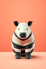 Poster - Tapir icon, featuring a sleek and stylish Tapir profile against a pale coral background. This design offers a modern and sophisticated touch, suitable for contemporary branding.