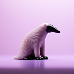 Poster -  Anteater icon in silhouette, gracefully standing against a serene pastel lavender background, exuding elegance and charm. Ideal for nature-themed designs and advertisements.