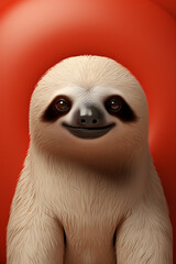 Poster - Sloth icon, featuring a sleek and stylish Sloth profile against a pale coral background. This design offers a modern and sophisticated touch, suitable for contemporary branding.