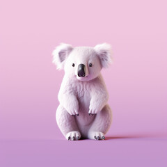 Poster -  Koala icon in silhouette, gracefully standing against a serene pastel lavender background, exuding elegance and charm. Ideal for nature-themed designs and advertisements.