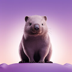 Aufkleber - Wombat icon in silhouette, gracefully standing against a serene pastel lavender background, exuding elegance and charm. Ideal for nature-themed designs and advertisements.