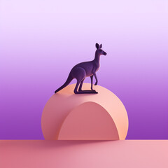 Poster - Kangaroo icon in silhouette, gracefully standing against a serene pastel lavender background, exuding elegance and charm. Ideal for nature-themed designs and advertisements.