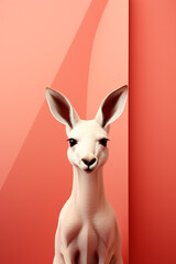 Poster -  Kangaroo icon, featuring a sleek and stylish Kangaroo profile against a pale coral background. This design offers a modern and sophisticated touch, suitable for contemporary branding.