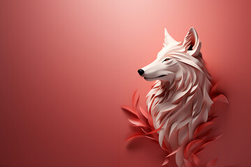 Aufkleber -  Wolf icon, featuring a sleek and stylish Wolf profile against a pale coral background. This design offers a modern and sophisticated touch, suitable for contemporary branding.
