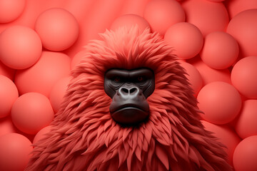 Poster -  Gorilla icon, featuring a sleek and stylish Gorilla profile against a pale coral background. This design offers a modern and sophisticated touch, suitable for contemporary branding.