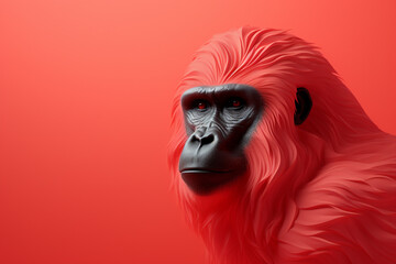 Poster -  Gorilla icon, featuring a sleek and stylish Gorilla profile against a pale coral background. This design offers a modern and sophisticated touch, suitable for contemporary branding.