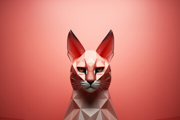Poster -  Caracal icon, featuring a sleek and stylish Caracal profile against a pale coral background. This design offers a modern and sophisticated touch, suitable for contemporary branding.