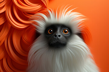 Poster - Tamarin icon, featuring a sleek and stylish Tamarin profile against a pale coral background. This design offers a modern and sophisticated touch, suitable for contemporary branding.