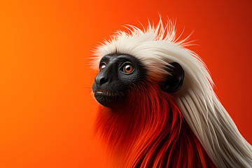 Poster - Tamarin icon, featuring a sleek and stylish Tamarin profile against a pale coral background. This design offers a modern and sophisticated touch, suitable for contemporary branding.