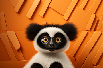 Poster - Lemur icon, featuring a sleek and stylish Lemur profile against a pale coral background. This design offers a modern and sophisticated touch, suitable for contemporary branding.