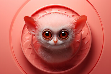 Aufkleber - A minimalist Tarsier icon, featuring a sleek and stylish Tarsier profile against a pale coral background. This design offers a modern and sophisticated touch, suitable for contemporary branding.