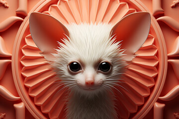Poster - A minimalist Aye-Aye icon, featuring a sleek and stylish Aye-Aye profile against a pale coral background. This design offers a modern and sophisticated touch, suitable for contemporary branding.