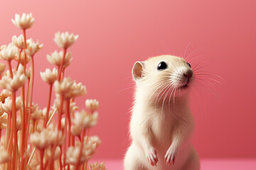 Poster -  Gerbil icon, featuring a sleek and stylish Gerbil profile against a pale coral background. This design offers a modern and sophisticated touch, suitable for contemporary branding.