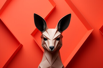 Poster -  Wallaroo icon, featuring a sleek and stylish Wallaroo profile against a pale coral background. This design offers a modern and sophisticated touch, suitable for contemporary branding.