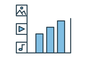 Poster - content analytics icon. icon related to basic web and UI. suitable for web site, app, user interfaces, printable etc. flat line icon style. simple vector design editable