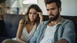© елена калиничева - Concept of divorce, disagreement, relationship troubles misunderstanding in family. Conflicts between husband and wife. They are in a quarrel.