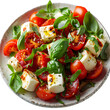 Italian salad caprese with mozzarella cheese, tomatoes and basil High quality isolated on transparent background Generative AI	
