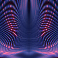 Aufkleber - A blue-pink abstract pattern of curved lines in the form of waves. 3d rendering digital illustration