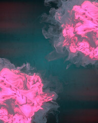 Poster - Abstract magical tongues of pink flame with swirls of purple smoke. 3d rendering digital illustration