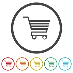 Wall Mural - Shopping cart icon. Set icons in color circle buttons