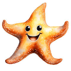 Wall Mural - Funny cartoon sea star isolated.