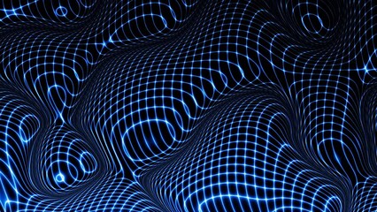 Leinwandbilder - Technology digital wave background concept. Beautiful motion waving dots texture with glowing lines. Cyber or technology background.