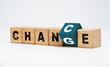 © Dilok - Flipping of wooden block cube to adjust between change wording to chance wording for growth attitude and positive mindset of personal development concept.