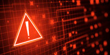Creative red security alert on blurry backdrop. Fraud and danger concept. 3D Rendering.