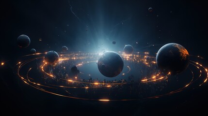 Deep space planets, awesome science fiction wallpaper, Cosmic landscape. Background for computer games, Banner