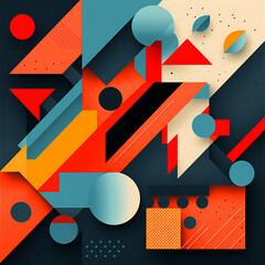 Sticker - Abstract geometric patterns in bold, contrasting colors.