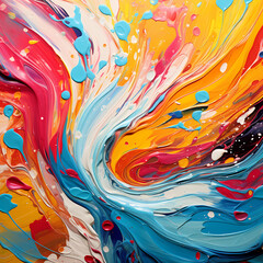 Poster - Abstract swirls of paint in vibrant, expressive colors.