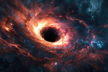 cosmic mystery : the depths of a black hole in space, an enigmatic gravitational singularity shaping