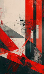 Sticker - Streaks of red and white paint create a bold abstract with a distressed, textured look.