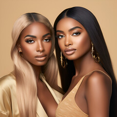 2 beautiful black women close up