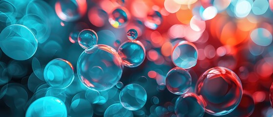 Poster - Soft, vibrant circles in a dreamy bokeh effect with a red to blue gradient.