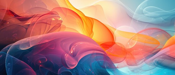 Poster - A serene blend of purple, orange and blue in a dreamy, smoke-like abstract pattern.