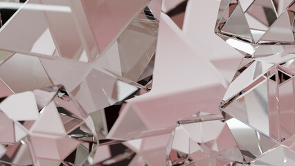 Poster - Modern background with a polygonal crystal form. A 3D abstraction of the geometric jewelry surface. Background scenes with gold reflection crystals.
