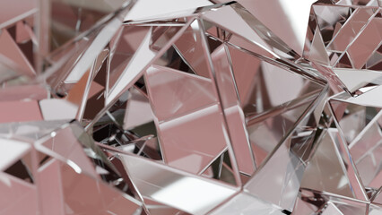 Poster - Modern background with a polygonal crystal form. A 3D abstraction of the geometric jewelry surface. Background scenes with gold reflection crystals.