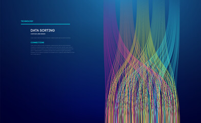 Data sorting colorful lines background. Data flow technology illustration