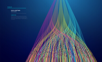 Poster - data sorting colorful lines background. data flow technology illustration