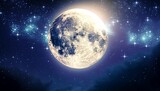 Fototapeta Niebo - big shining moon in the night sky suitable for background or cover