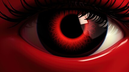 Canvas Print -  a close up of a person's eye with a red eyeball in the center of the iris of the eye.