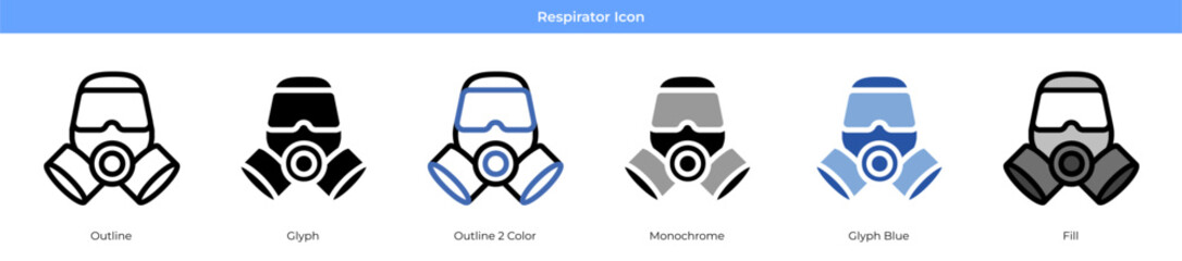 Respirator Icon Set Vector