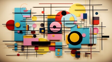 Wall Mural -  a piece of art that looks like it has been made out of paper and has a lot of different colored shapes on it.