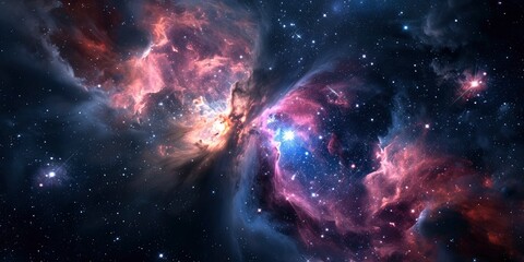 Wall Mural - space background with stardust and shining stars. realistic colorful cosmos with nebula and milky wa