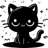 Fototapeta Na ścianę - Experience the magic of this vector illustration featuring a playful, cartoon-style black cat