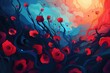 Abstract floral background with red poppies. Abstract background for Victims of war with poppies