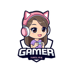 Poster - Gamer Girl logo badges and sticker graphic for streamer